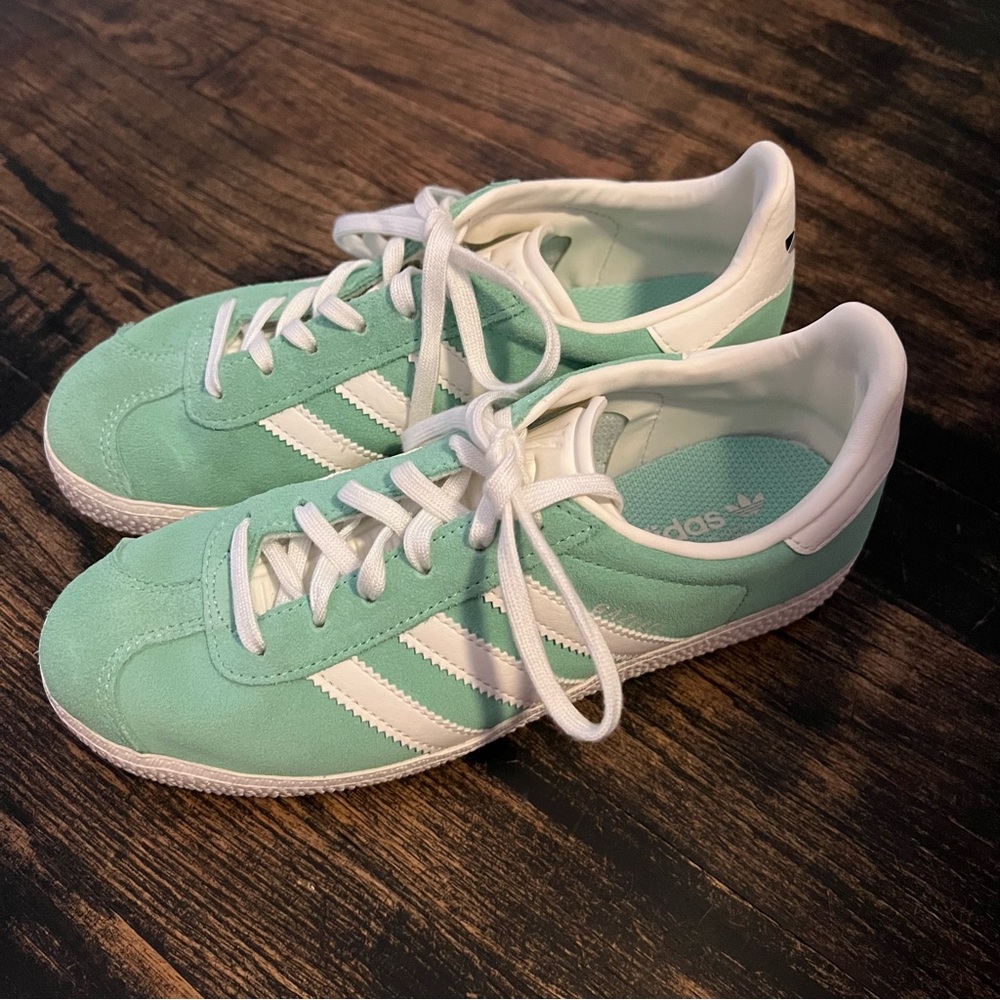 Adidas Gazelle J Easy Green Mint White Retro Sneakers Streetwear Youth 3.5